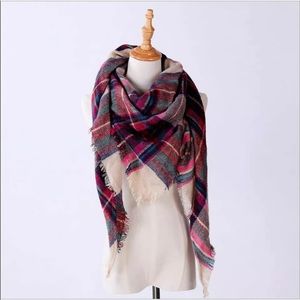 NWT Khaki Mix Tartan Oversized Wrap Scarf